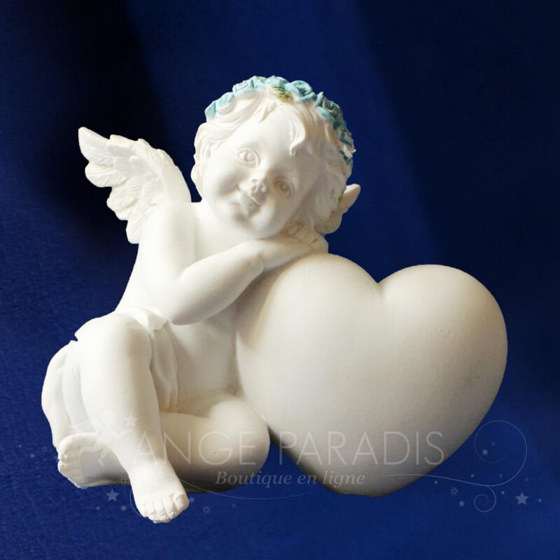 Sujet bapteme ange - statue bébé ange - figurines anges bleus
