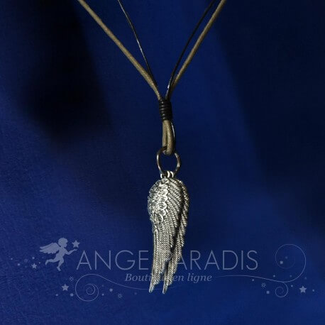 COLLIER CUIR AILES D'ANGES