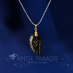 COLLIER AILE ANGE PIERRE OBSIDIAN