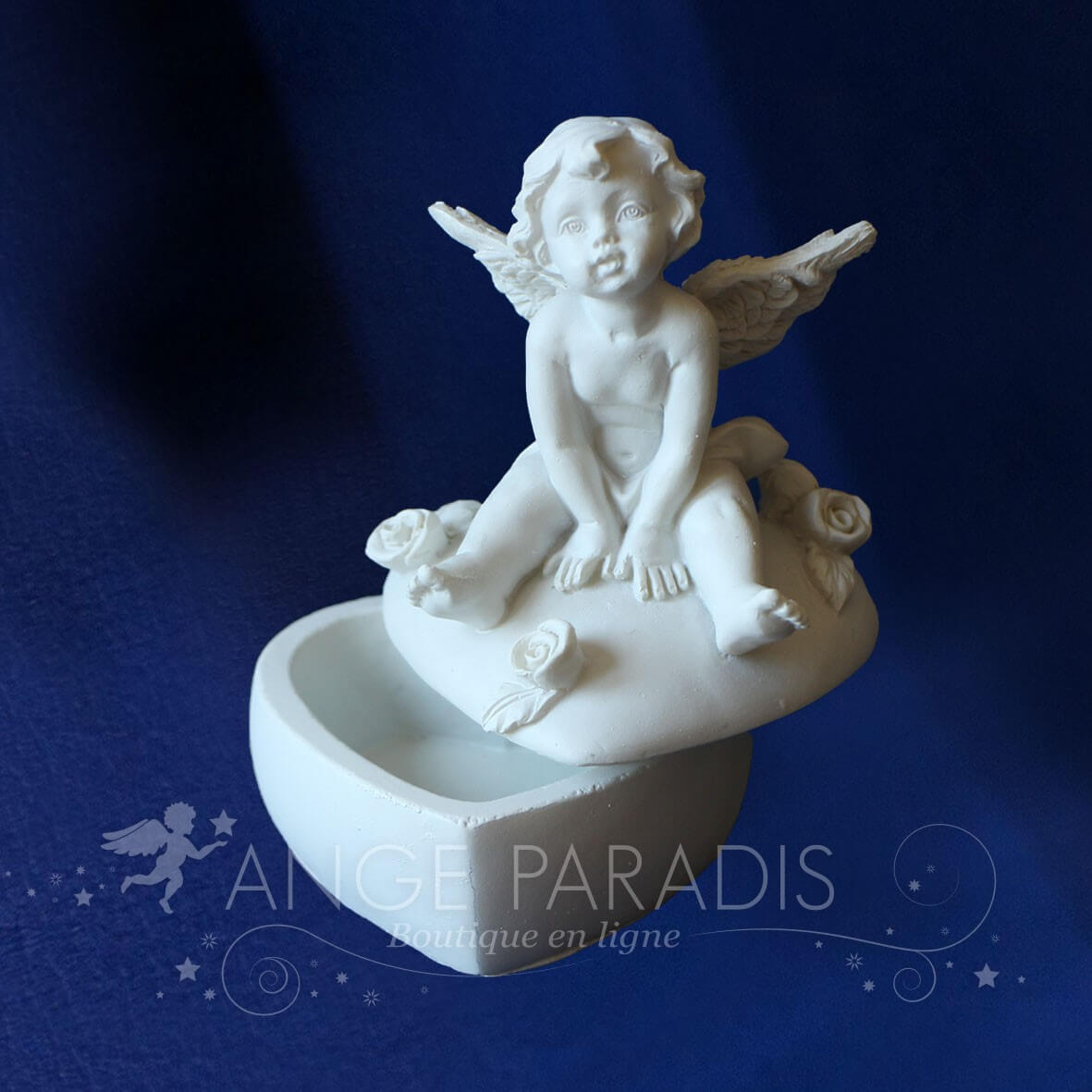 Boite Figurine D'ange Et Coeur - 8x5cm