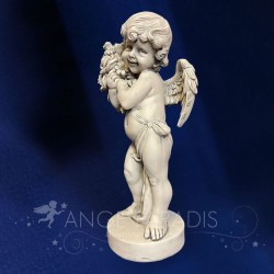 statuette ange gris avec fleur