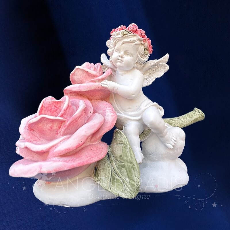 Ange AVEC des fleurs - cherubins en resine - Petite statuette d